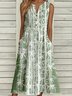 Buckle Casual Loose Notched Dress With No