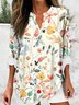 Loose Shawl Collar Plants Elegant Blouse