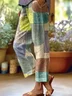Casual Colorblock Linen Pants