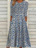 Women's Floral Print Round Neck Everyday Long Casual Shift Dress