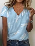 Women's Dragonfly Print Casual V-Neck Short Sleeve T-Shirt