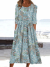 Women's Floral Print Round Neck Everyday Long Casual Shift Dress