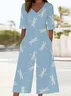 Women's H-Line V Neck Daily Going Out Casual Printing Dragonfly Summer Ankle Pants Jumpsuit Romper