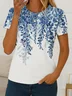 Women's Floral Print Casual Crew Neck Short Sleeve T-Shirt