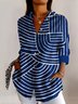 Casual Regular Fit Color Block Shirt Collar Shirt