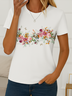 Women's Floral Print Casual Crew Neck Short Sleeve T-Shirt