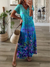 Women's Floral Print Casual V-Neck Short Sleeve Dress