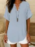 Women's Striped Printed Casual V-Neck Short Sleeve Shirt