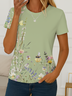 Women's Floral Print Casual Crew Neck Short Sleeve T-Shirt