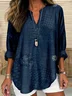 Shawl Collar Cotton Simple Blouse