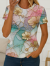 Women's Floral Print Casual Crew Neck Short Sleeve T-Shirt