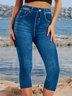 Regular Fit Casual Faux Denim Print Graphic Pants