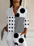 Women's Long Sleeve Shirt Spring/Fall White Polka Dots Buckle Shirt Collar Daily Going Out Casual Top
