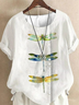 Elegant Crew Neck Dragonfly Blouse