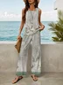 Women's Floral Print Casual Suspender Pants Two-Piece Set