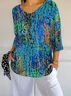 Women's Abstract Print Casual 3/4 Sleeve T-Shirt