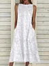 Women's Sleeveless Summer White Floral Printing Crew Neck Daily Going Out Casual Maxi H-Line Fit & Flare Dress Dress