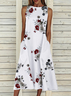 Women's Sleeveless Summer White Floral Printing Crew Neck Daily Going Out Casual Maxi H-Line Fit & Flare Dress Dress