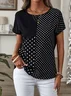 Women's Polka Dot Printed Casual Round Neck Short Sleeve T-Shirt