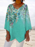 V Neck Floral Casual Blouse