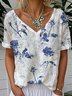 Casual Gradient Pattern Linen Blend Blouse