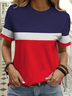 Women's Striped Printed Casual Round Neck Short Sleeve T-Shirt