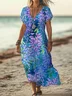 Women's Floral Print Casual V-Neck Short Sleeve Dress