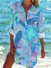 Shirt Collar Cotton Casual Dress With No