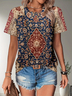 Women's Floral Print Casual Crew Neck Short Sleeve T-Shirt