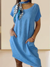 Retro Casual Double Pocket Short Sleeve Dress