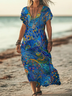 Women's Abstract Print Casual V-Neck Short Sleeve Dress