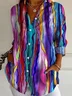 Women's Long Sleeve Shirt Spring/Fall As Picture Abstract Buckle Shirt Collar Daily Going Out Casual Top