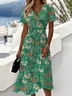 Casual V Neck Regular Fit Floral Dress With No