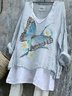 Butterfly Cotton V Neck Casual T-Shirt