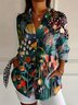 Floral Shirt Collar Casual Cotton Shirt