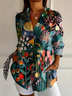 Women's Long Sleeve Shirt Spring/Fall As Picture Floral Buckle Shirt Collar Daily Going Out Casual Top