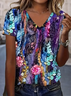 Women's Floral Print Casual Short Sleeve T-Shirt