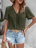 Women's Short Sleeve Shirt Summer White Polka Dots V Neck Daily Going Out Casual Top