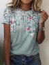 Print Casual V Neck Short Sleeve T-Shirt