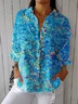 Shirt Collar Loose Floral Casual Shirt