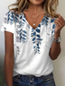 Women's Floral Print V-Neck Short Sleeve T-Shirt