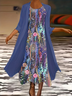 Women's Floral Spring Print Two Piece Dress