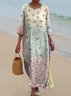 Floral Loose Casual Crew Neck Dress With No