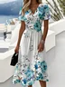 Casual Gradient Pattern Regular Fit V Neck Dress With No