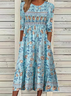 Women's Floral Print Round Neck Everyday Long Casual Shift Dress