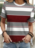 Women's Striped Printed Casual Round Neck Short Sleeve T-Shirt