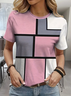 Women's Geometric Print Casual Round Neck Short Sleeve T-Shirt