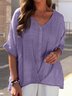Casual Plain V Neck Blouse