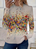 Women's Abstract Print Casual Round Neck Long Sleeve T-Shirt
