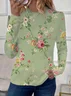 Women's Floral Print Casual Crew Neck Long Sleeve T-Shirt